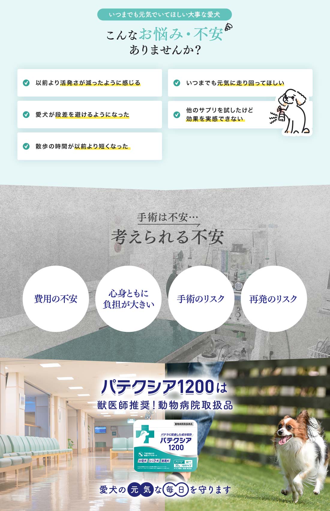 いつまでも元気でいてほしい大事な愛犬 こんなお悩み・不安ありませんか？